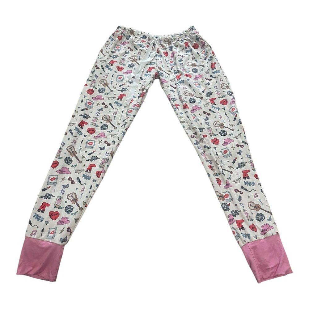 Shirley & Stone Taylor Swift Inspired Pajama Set Small Eras 1989 White Pink - Picture 6 of 16